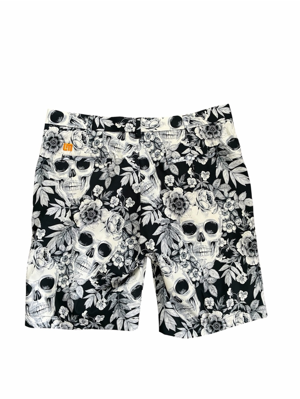 Loudmouth Golf Mens 38 Skull Garden Shorts Black White Grey Graphic Performance
